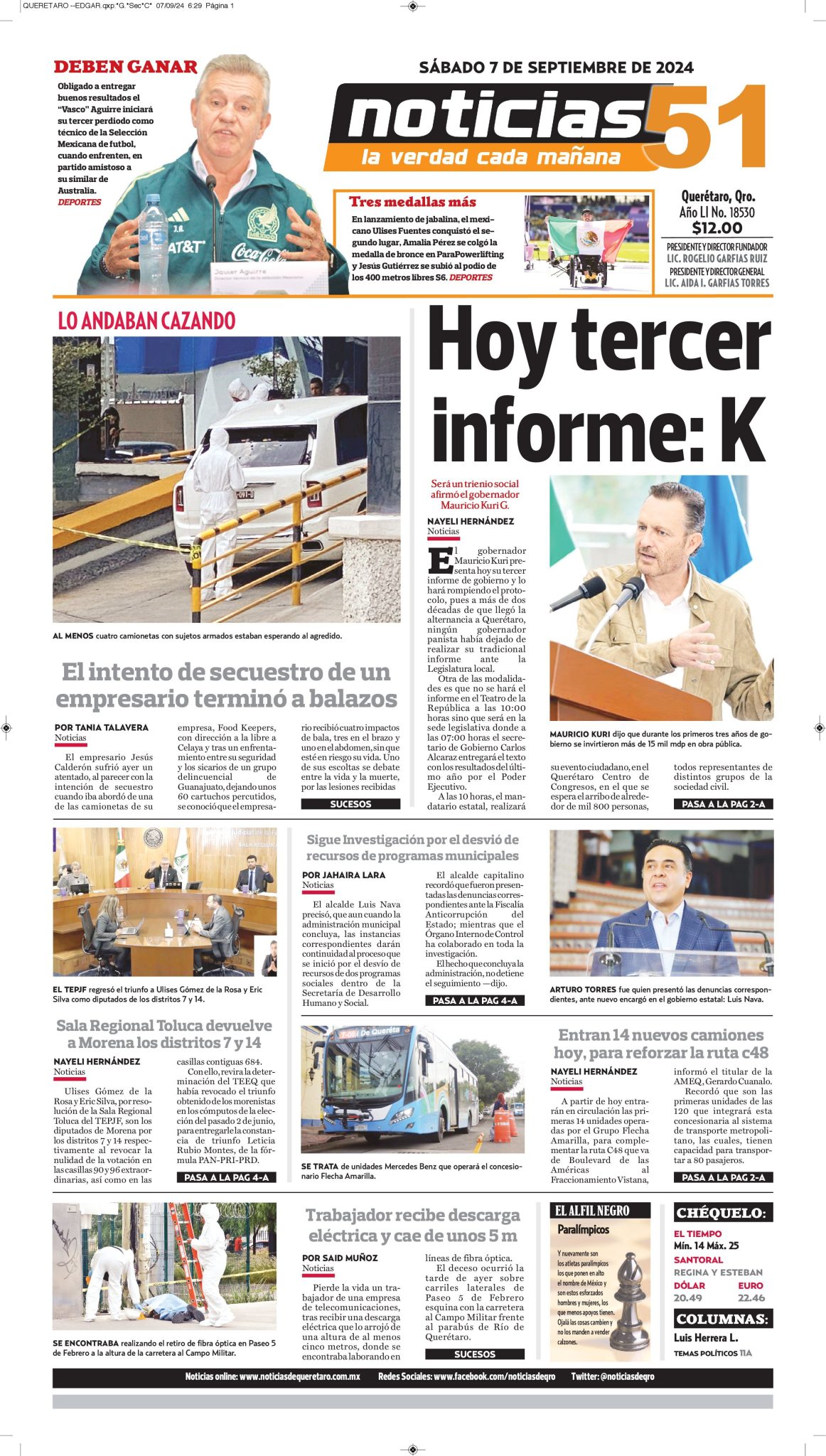 Conoce la Portada de Hoy Noticias de Querétaro